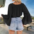 thumbnail image 5 of Blusa Con Hombros Descubiertos Sudadera sin espalda de gasa Tops casuales de manga larga Traje diario (Negro S) Cgtredaw Para estrenar, 5 of 5