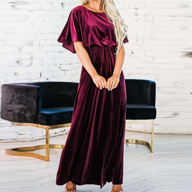 UPPADA Robe de Cocktail pour Femmes à Manches Longues Robe d'Invitée de Mariage Fente Latérale Jolie Robe Formelle Évasée Taille Haute Robe de Fête Robe de Bal Robe de Cocktail jusqu'à 65 % de Rabais