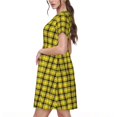 thumbnail image 2 of Fotbe Yellow Checkered Plaid Vestido Largo de Moda para Mujer, Vestido Tipo Camiseta con Manga Corta y Estilo Casual a Rayas y Bloques de Color, 2 of 6