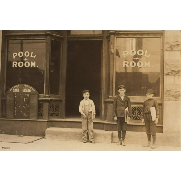Newsies at Pool Room circa 1910 Newsboys Pool Table Room Decor Billiards Decor Pool Art Billiards Art Game Room Decor Pool Table Accessories Vintage Decor Cool Wall Art Print Poster 16x24
