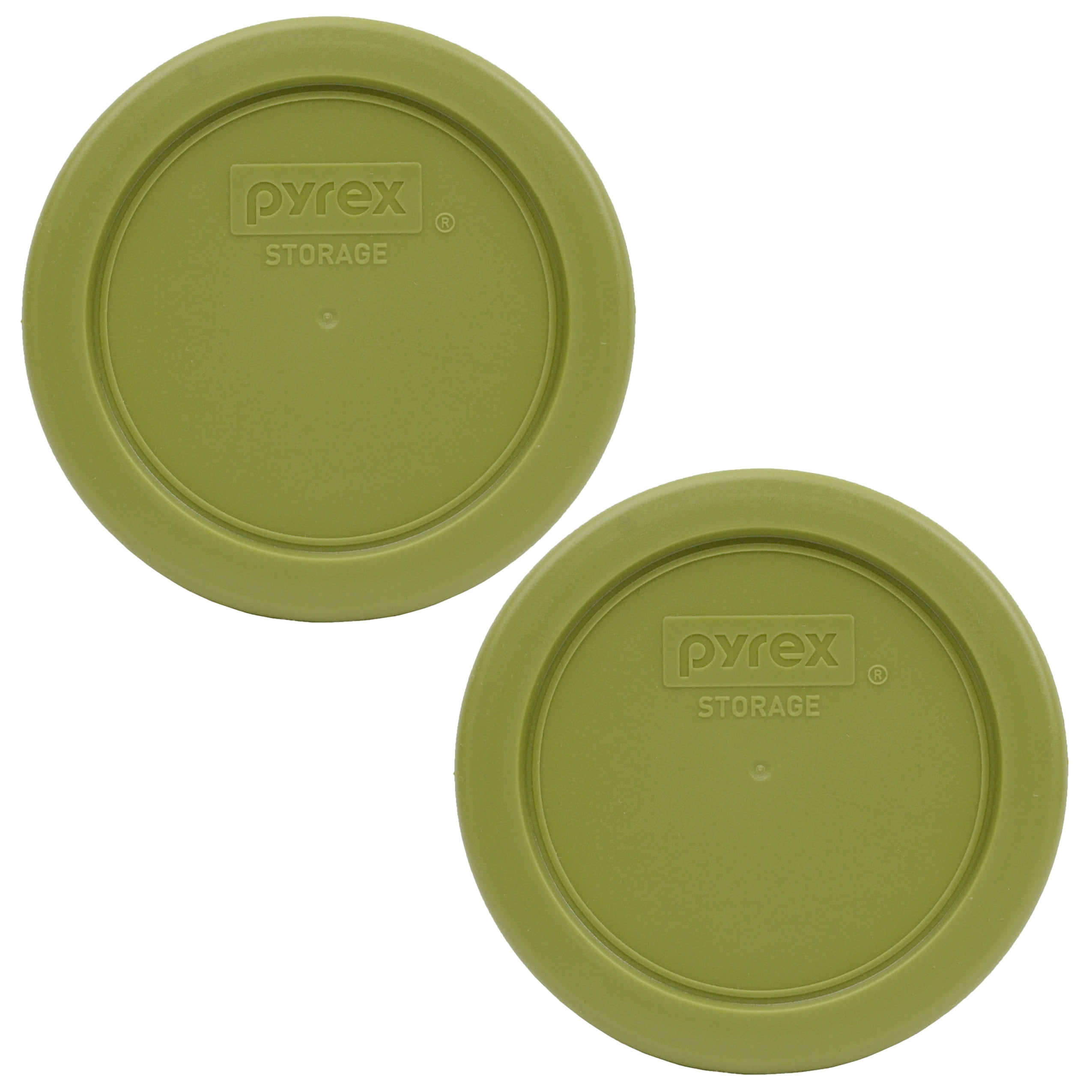 Pyrex 7202PC Olive Green Round Plastic Replacement Lid Cover (2Pack