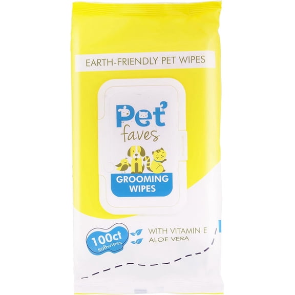 Pet Faves Plant Based Pet Cleaning Wipes - Aloe & Vitamin-E Dog Grooming Wipes - Dog Wipes Deodorizing Hypoallergenic - Earth Friendly, Biodegradable, Alcohol Free Safe Pet Wipes for Dogs