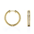 thumbnail image 3 of JeenMata Atractivo Aro de Eternidad de Media Eternidad Diamante Redondo de 0,7 Quilates, Canal Pavé, Aros Gruesos, Baño de Oro Amarillo de 18 K sobre Plata, 3 of 4