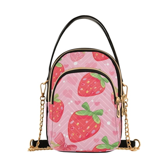 joogoo Women Strawberry and Heart Chain Crossbody Bags Shoulder Handbag Phone Purse