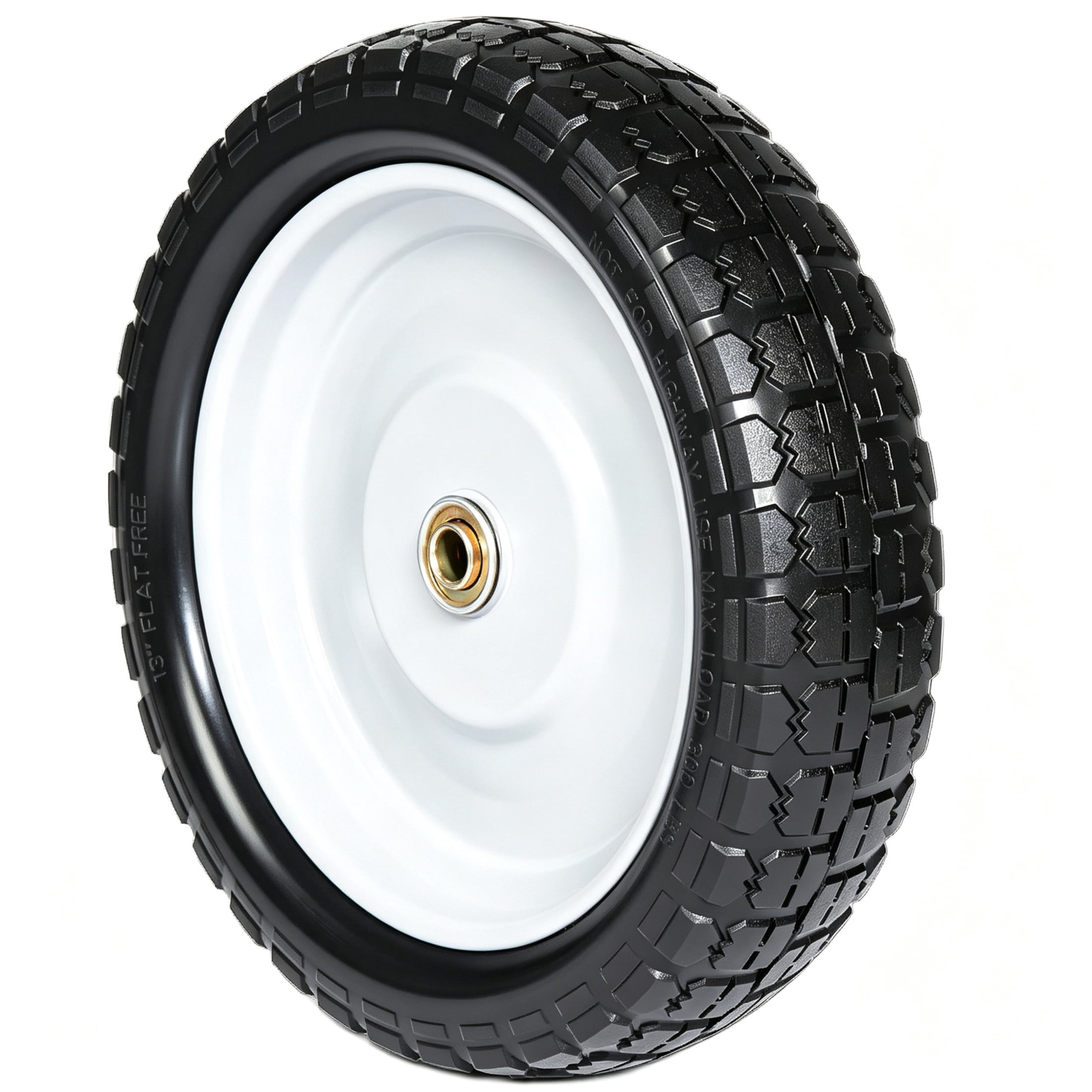 Noble House 13" x 3.5" Solid Rubber Flat-Free Tires & Wheels with Flat-Free Design for Trailer, Black & White