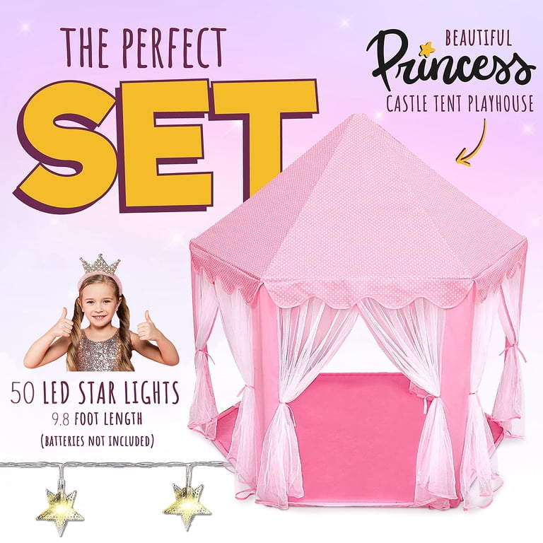 KiddiTouch Princess Castle Tent with LED Star Lights photo 8