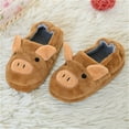 thumbnail image 4 of Otqutp Baby Cute Shoes 2-9 Years Children Winter Home Package Root Warm Plush Pig Cotton Slippers Toddler Slippers Boys Girls House Shoes(Coffee,8-9 Years), 4 of 4