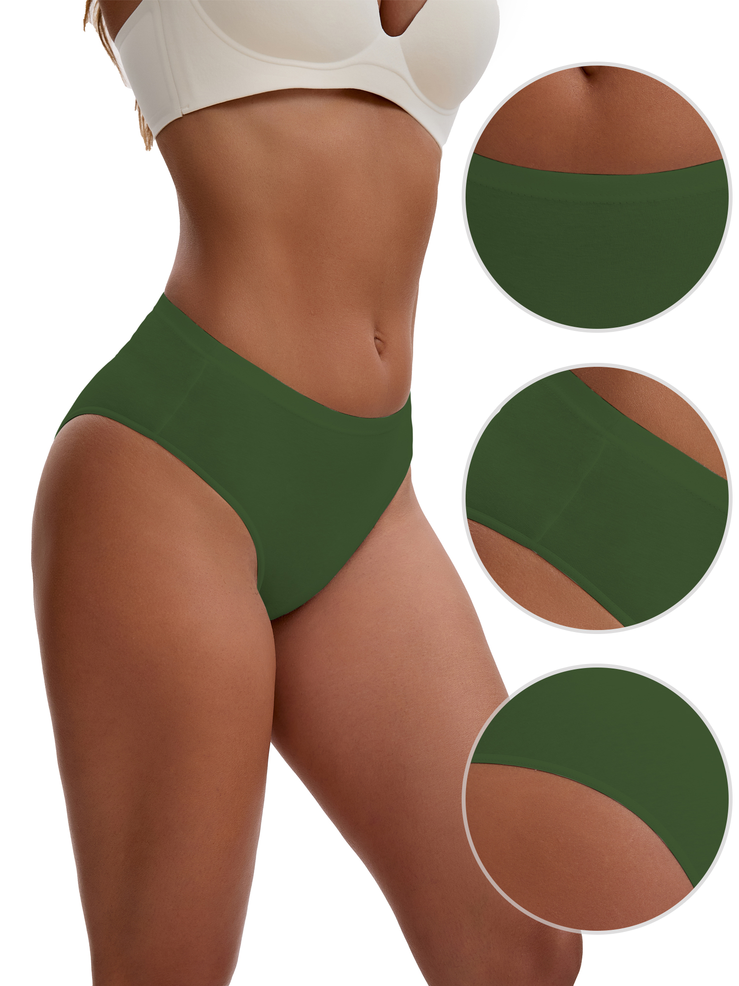 Unique Bargains Women's Elastic Waistband Mid-Waisted Briefs M Green