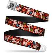 Buckle-Down Seatbelt Belt - Top Hat Pin Up Girl/Poker Chips Vertical Stripes Red/Black - 1.5 Wide - 32-52 Inches in Length