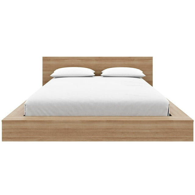 Lit queen-size à profil bas Kanso avec tête de lit