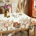 thumbnail image 6 of Fall Thanksgiving Double Border Decoration Tablecloth,Turkey & Pumpkin Harvest Tablecloths, Waterproof Table Cover for Dinner Kitchen Party Holiday Decorations, 60"x 84" Oblong/Rectangle, 6 of 6