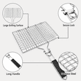 thumbnail image 2 of Grill Basket Portable Outdoor BBQ Rack for Veggies, Shrimp & Fish Grilling Accessories, Folding Stainless Steel, 2 of 6