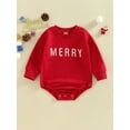 thumbnail image 2 of Bagilaanoe Newborn Baby Girl Boy Christmas Rompers Letter Print Long Sleeve Bodysuits 6M 12M 18M 24M Infant Casual One Piece Short Jumpsuit, 2 of 7