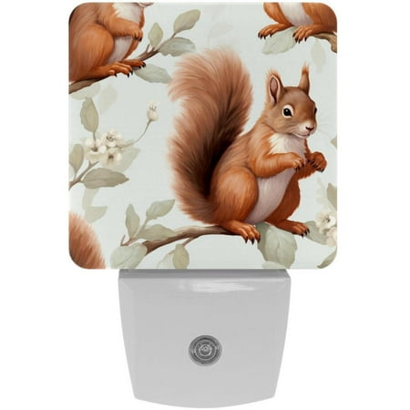 

Squirrel LED Square Night Light - Energy Efficient Plug-in Nightlight with Auto Sensor for Bedroom Bathroom and Hallway - Soft Glow Illumination - White Pack of 2