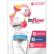Cirkul Inflow Energy Flavor Cartridge Variety Pack, Drink Mix, 6-Pack (2 Passion Fruit Dragon Fruit, 2 Wild Berry, 2 Watermelon)