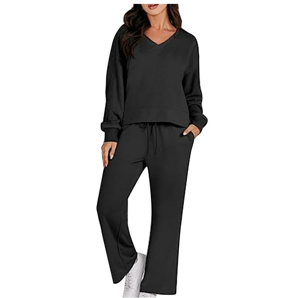 Femmes Sport Survêtements Femmes Deux Pièces Vêtements Ensemble Survêtement  couleur unie Sweat À Capuche Pantalon Long Jogger Outfit Ensemble Femme