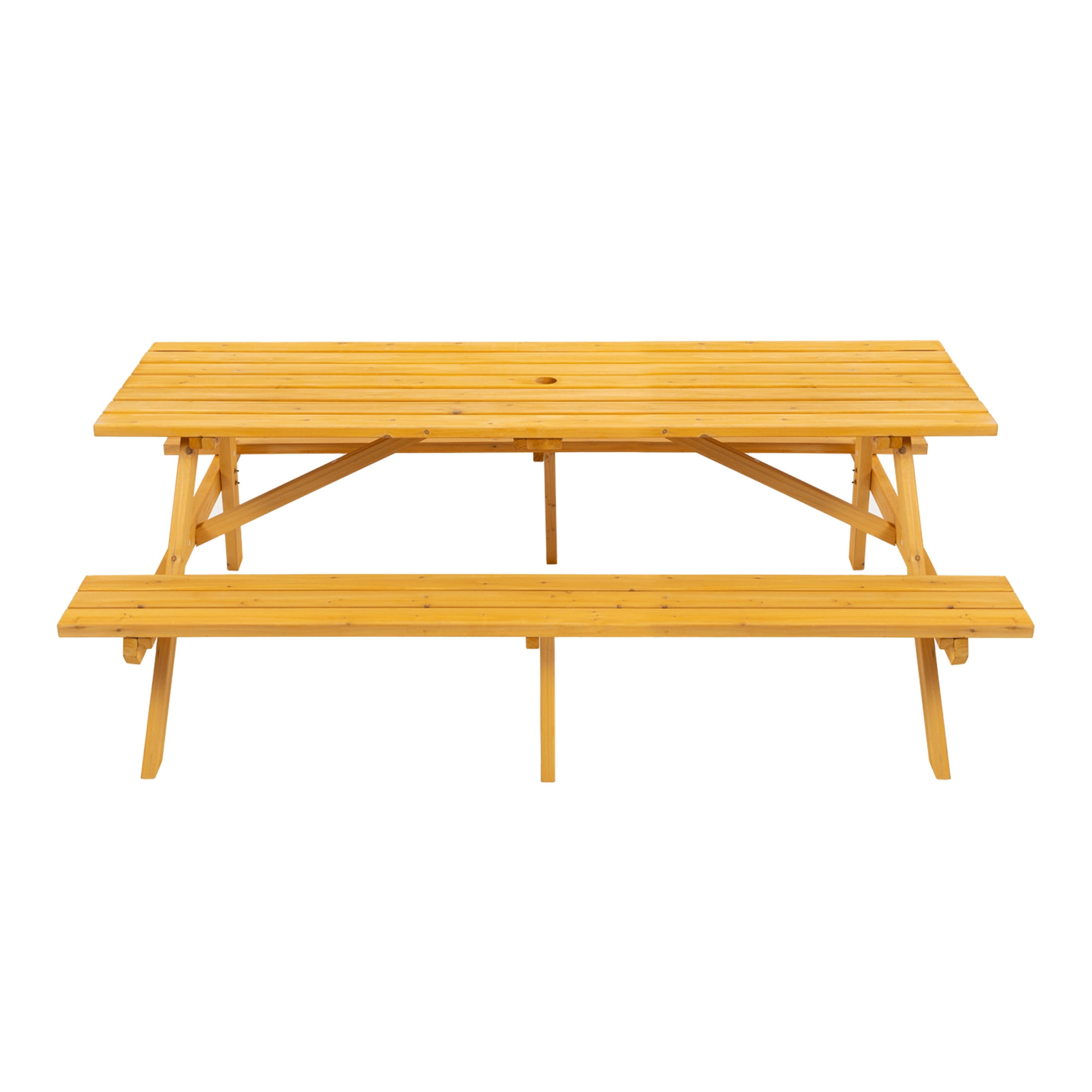 Noble House Jocasta 8-Seat Rectangular Outdoor Picnic Set, Patio Wooden Dining Table with Built-in Benches, Natural