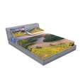 thumbnail image 2 of Ambesonne Nature Fitted Sheet & Pillow Sham Set, Rising Sun Calm River, Full, Multicolor, 2 of 2