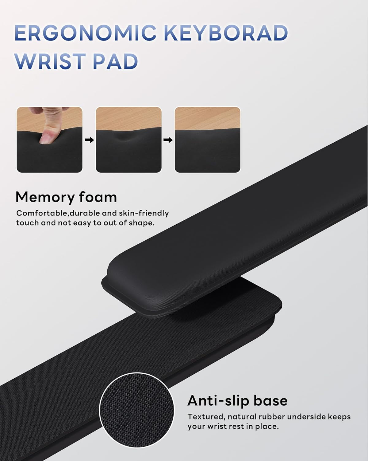 Computer Keyboard Wrist Rest Stand for Desktop, Keyboard Holder for Easy Typing with Wrist Pad for Office Desk, Home, School (Black)