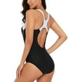 thumbnail image 3 of Attraco Women's One-piece Sports Swimsuit Color Block Water Aerobic Swimwear Bathing Suit, 3 of 6