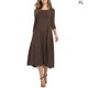 thumbnail image 5 of Qarigey Vestido de mujer Cuello Otoño Vestido de mujer Traje de cuello Media manga Vestido de columpio grande Vestidos Marrón SG, 5 of 6