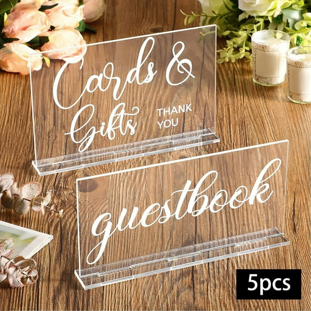 5x Clear Acrylic Place Cards Name Signs Cards Stand Rectangle Seating