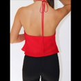 thumbnail image 4 of Camiseta Sin Mangas de Lunares Y2k para Mujer, Estilo Halter, Sin Mangas, con Cuello Halter, Camisola Sin Espalda y Decoración de Rosas. Rojo S, 4 of 7
