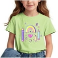 thumbnail image 2 of Frwgonr Big Girl Tees Short Sleeve Girls Casual Shirts Graphic Tops Back of School Clothes Green, Size 3-15 Years, 2 of 6