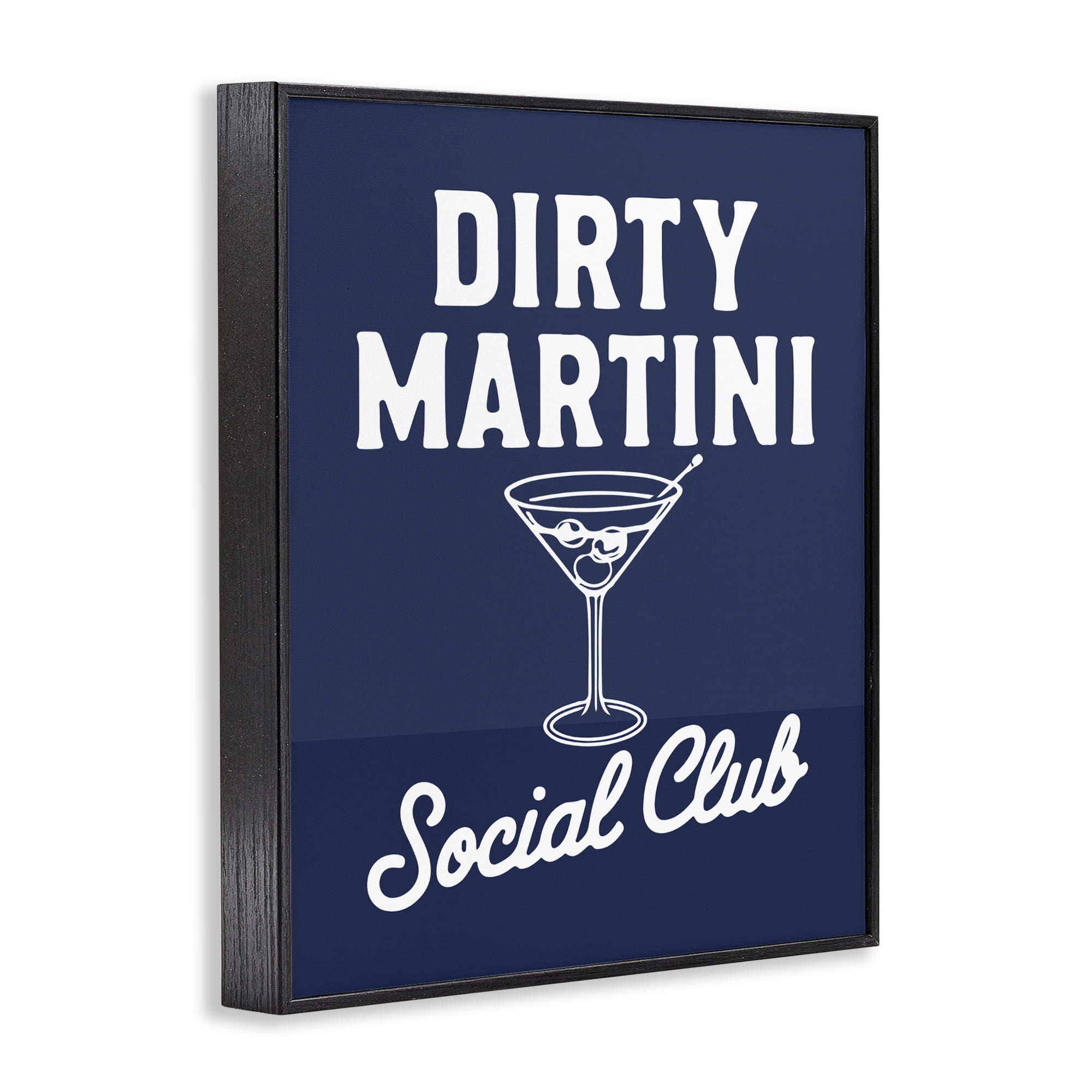 Stupell Industries Retro Dirty Martini Club Black Framed Giclee Art, design by Lettered and Lined