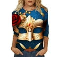 thumbnail image 1 of Outfmvch Chemises Mardi Gras pour Femmes, Manches 3/4 Hauts pour Femmes, Tenue Mardi Gras pour Femmes, Blouses pour Femmes, Hauts d'Entraînement pour Femmes, Tunique Graphique de Carnaval Manches 3/4 Col Rond Blouse Jaune 4TG, 1 of 5