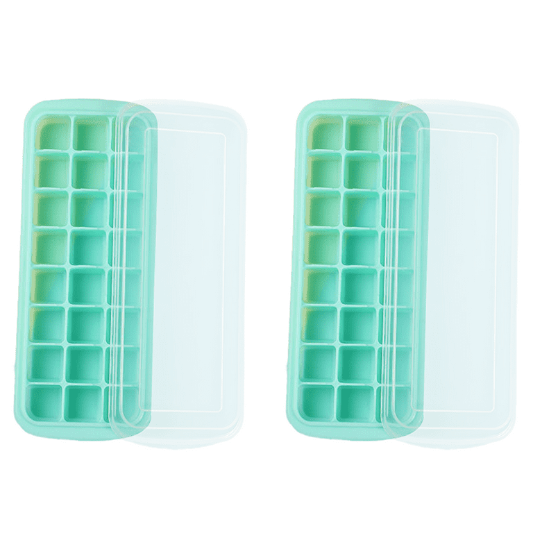 Ice Cube Tray with Lid, Stackable Flexible Ice Cube Trays，for Chilled  Drinks, Whiskey & Cocktails 