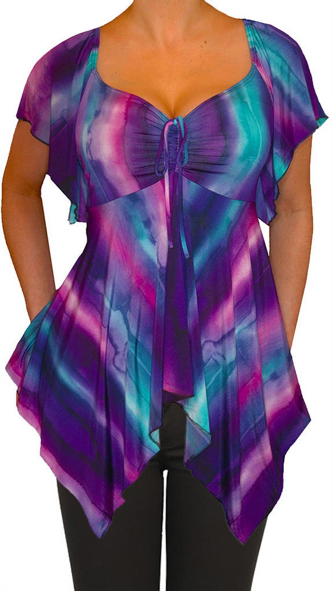Funfash Women's Plus Size Purple Watercolor Empire Waist Top Shirt