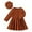 Khaki, variant on Mercatoo Toddler Baby Girl Cotton Linen Dress Long Sleeve Crew Neck Button Down Dresses Girls Casual Ribbed Dress with Hat