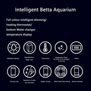 Smart Betta Aquarium with App Control, 1.6L Desktop Tank with LED Lighting & Temperature Control, Heated Mini Tank for Small Fish
