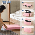 thumbnail image 6 of MoNiBloom 30" Folding Storage Ottoman Bench, PU Leather Collapsible Footrest Ottoman with Storage, for Living Room Bedroom Entryway, Light Pink, 6 of 8