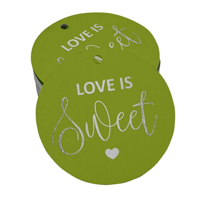 Inkdotpot 100 - Pack Real Silver Foil Paper Tag Love Is Sweet Wedding Favor Hang Tag