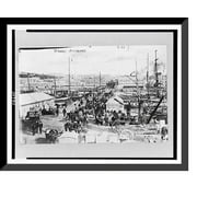 Historic Framed Print, Wharf in Auckland, New Zealand, Aug. 11, 1908, 17-7/8" x 21-7/8"