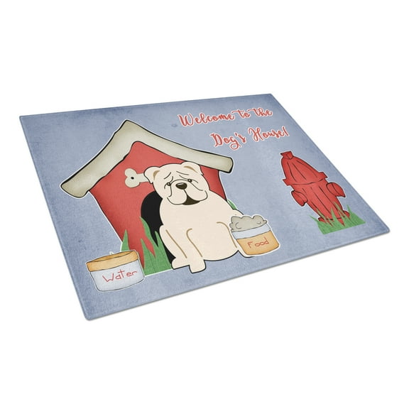 Dog House Collection English Bulldog White Glass Cutting Board Large