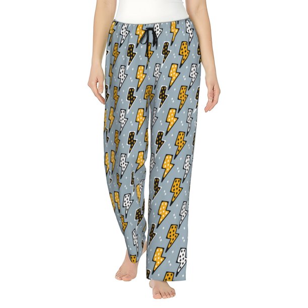 Balery Lightning Bolts Pantalones de pijama para mujer, pijamas ultraligeros, pantalones de estar por casa-X-Large