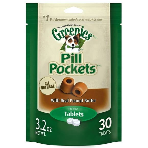 Greenies Friandises Molles pour Chiens avec Pilules, Beurre de Cacahuète, Tablette, 3.2 Oz. (Lot de 6)