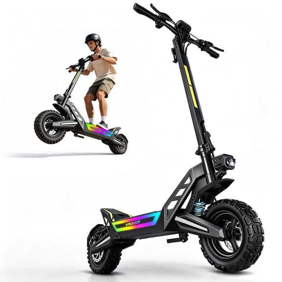 11" Offroad Electric Scooter Adults,38 Miles Long Range & 34 Mph Fast Electric Scooters,1200W All Terrian E Scooter for Adult,Dual Suspensions Foldable Escooter 48V/18.2AH