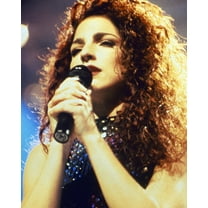 Gloria Estefan classic 1990's portrait in sequined dress in concert 24x36 Movie Poster HD Aluminum Wall Art