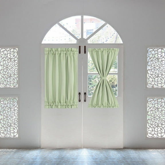 PiccoCasa 1 Panel Door Curtains Home Blackout Window Curtains, Light Green W25" x L40"