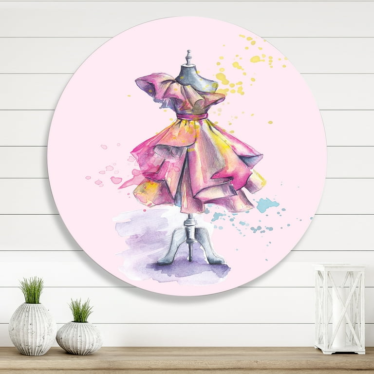 Designart 'Beautiful Purple Dress With Folds On Fashion Mannequin' French  Country Circle Metal Wall Art 11x11 - Disc of 11