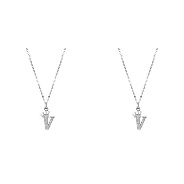 (Lot de 2) 2025 26 Anglais Collier Pendentif Cœur Complet pour Femmes un Collier Colliers en Strass A Z Collier Homme 26 Colliers Initiales Alphabet