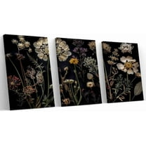 Floral Spring Triptych Canvas Art Moody Wildflower Decor for Living Room Bedroom Gifts and Seasonal Home Decoration,of canvas paintings（Only canvas）