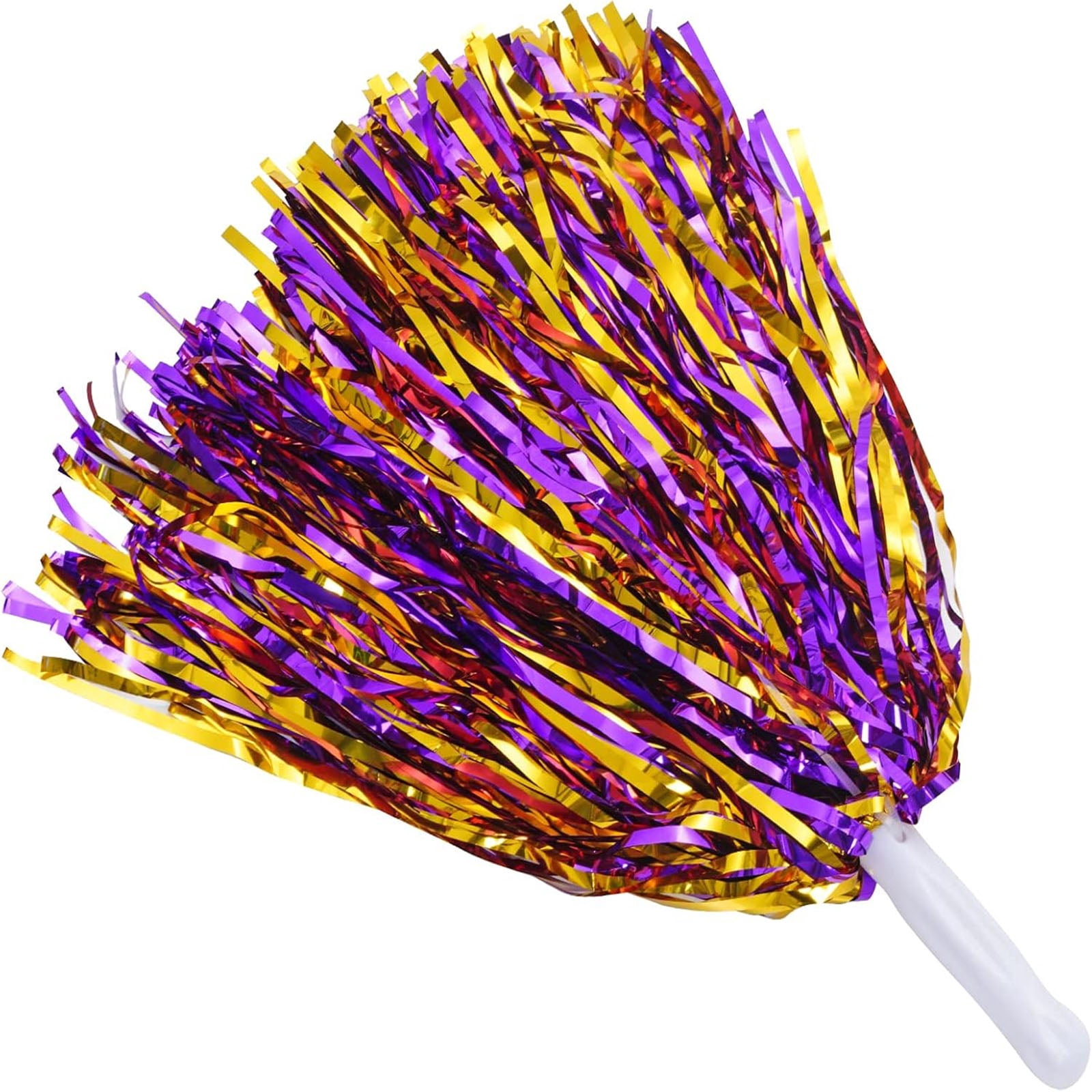 12-Pack Cheerleading Pom Poms, Metallic  Pom Poms Bulk with Handles, Plastic Sports Pom Poms for Cheerleading, Dance & Parties