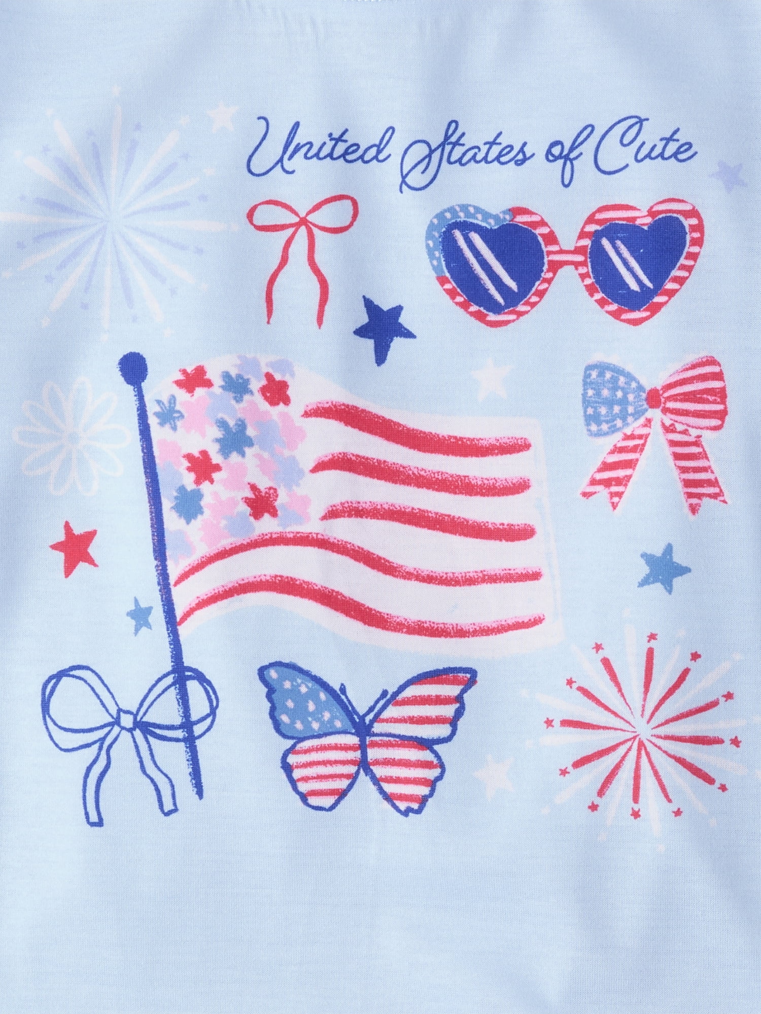 The Children's Place Girls Short Sleeve Americana Print PJs, 2-Piece, Sizes XS-XXL