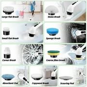 Electric Spin Scrubber Cordless, 25W 500RPM Power Scrubber, 9 Replaceable Heads for Shower Tile Grout, Waterproof Scrub Brush with Extension Handle, Dual-Speed Bathroom Kitchen Floor Cleaner