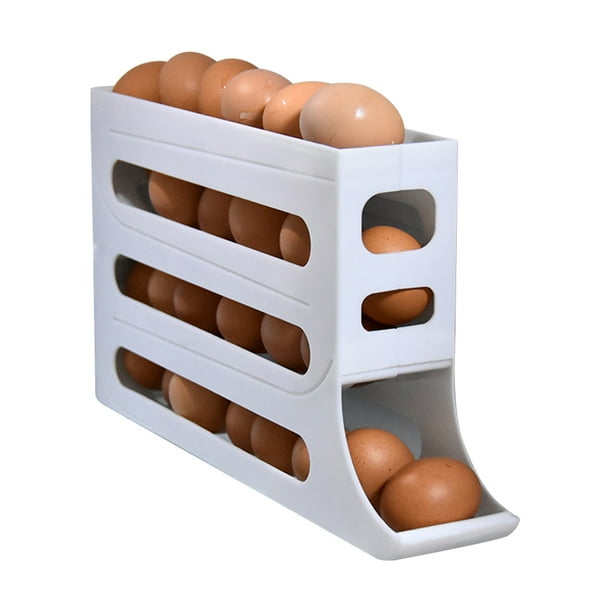 Dispensador de huevos 4 capas Rolling 30 contenedor para frigorífico blanco